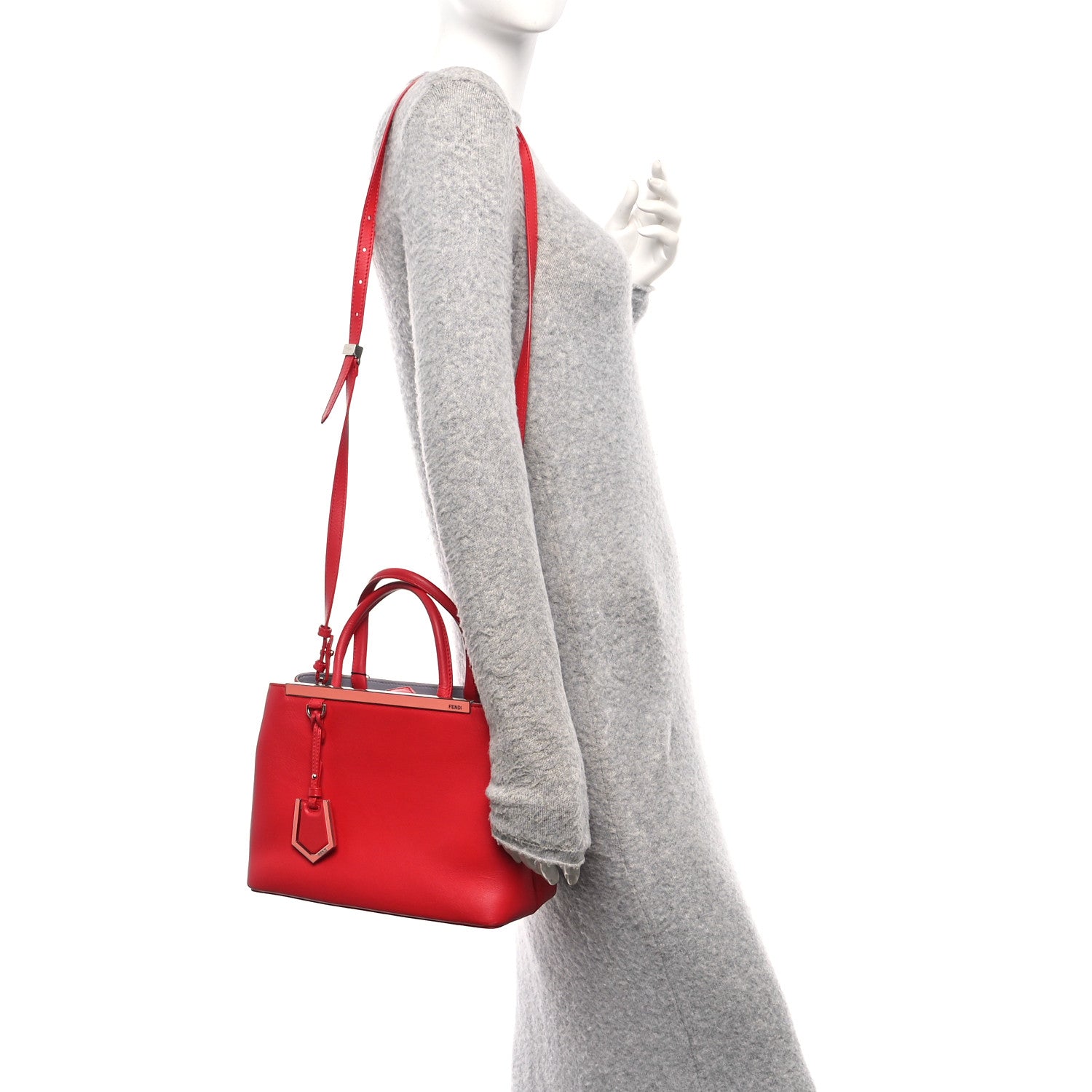 Fendi Vitello Dolce Century Petite 2Jours Tote Fiamma Ardesia 2 of 10