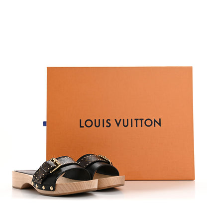 Louis Vuitton Calfskin Monogram Cottage Mules 37 Black 10 of 10