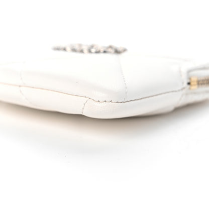 Chanel Lambskin Quilted Chanel 19 Zip Card Holder Wallet White 9 of 11