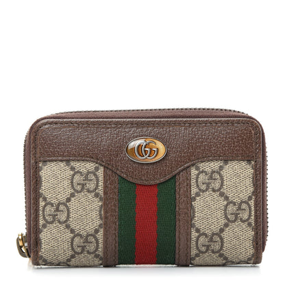 Gucci GG Supreme Web Ophidia Zip Around Card Case Brown 1 of 6