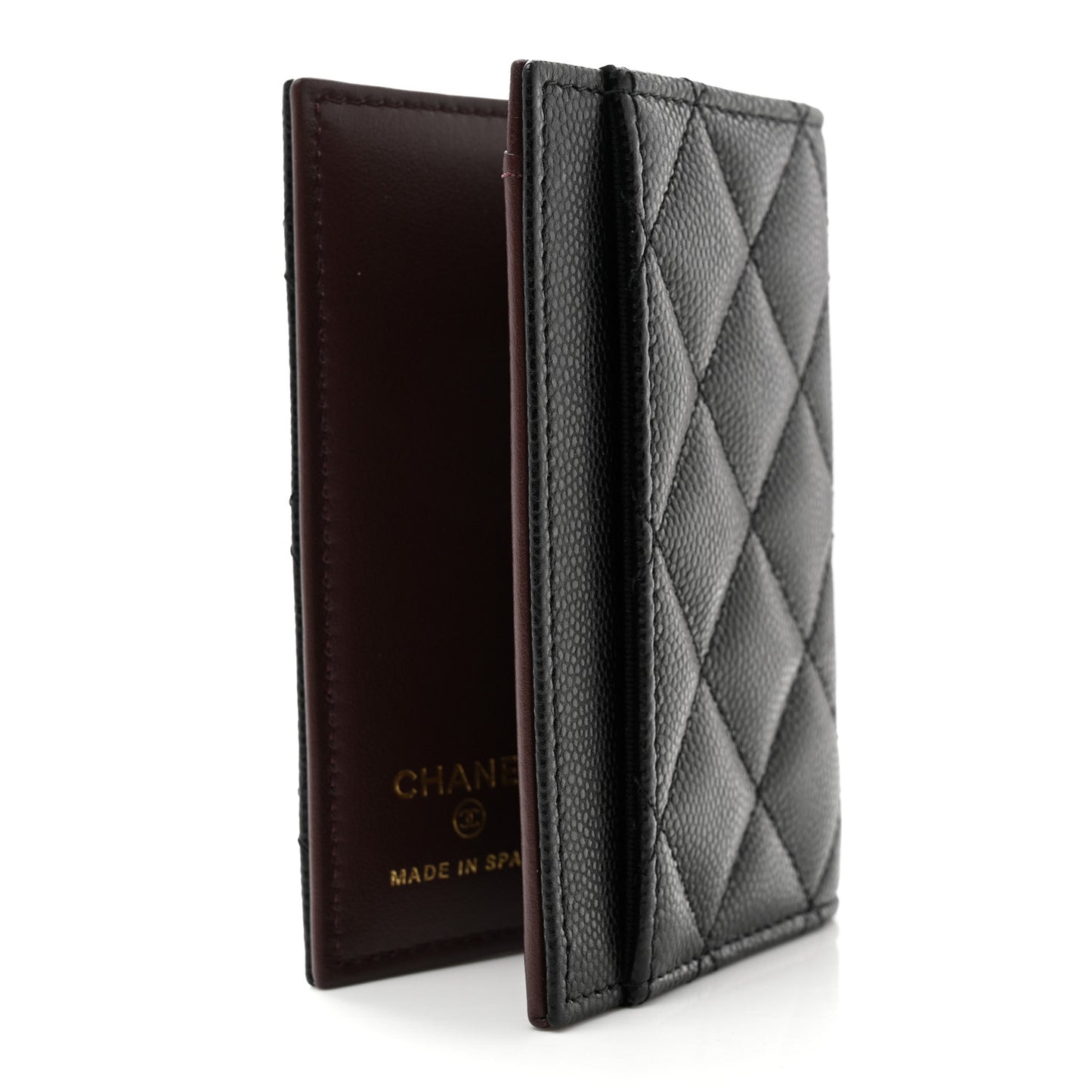 Caviar Quilted Card Holder Wallet Black