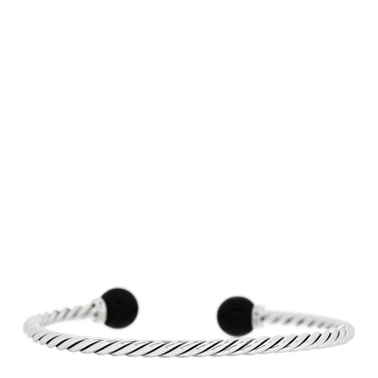 David Yurman Sterling Silver Diamond Onyx 9mm Solari Bracelet 2 of 3