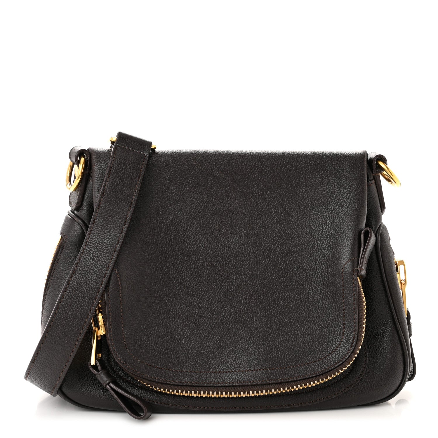 Tom Ford Grained Calfskin Medium Jennifer Crossbody Bag Brown 1 of 18
