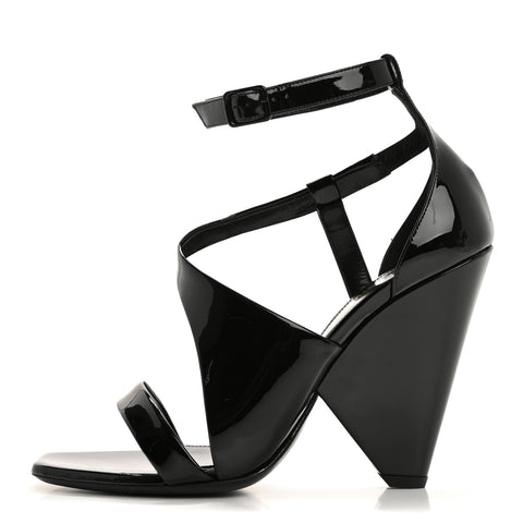 Patent Niki Crossed 105 Sandals 38.5 Black