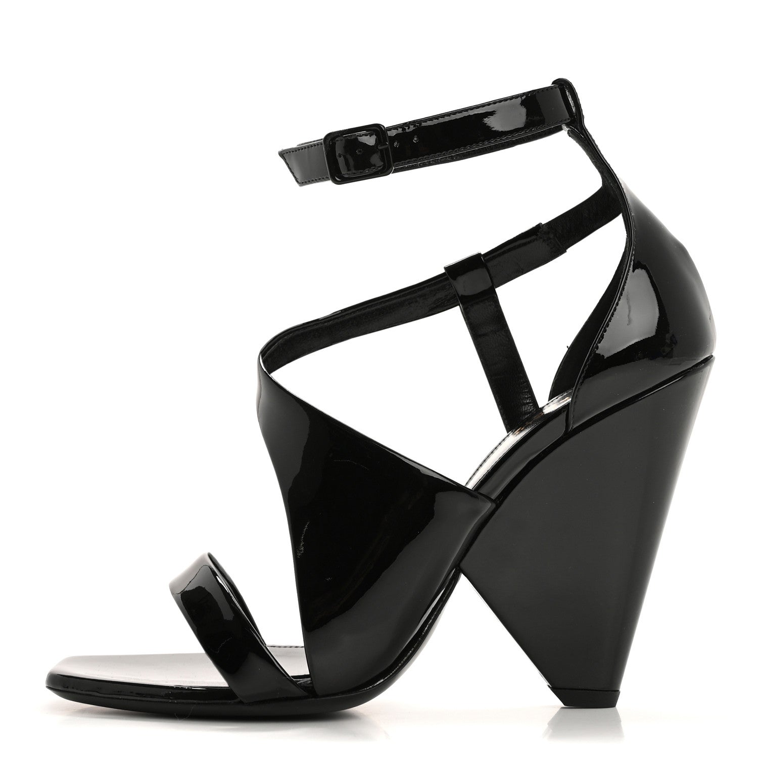 Saint Laurent Patent Niki Crossed 105 Sandals 38.5 Black 1 of 10