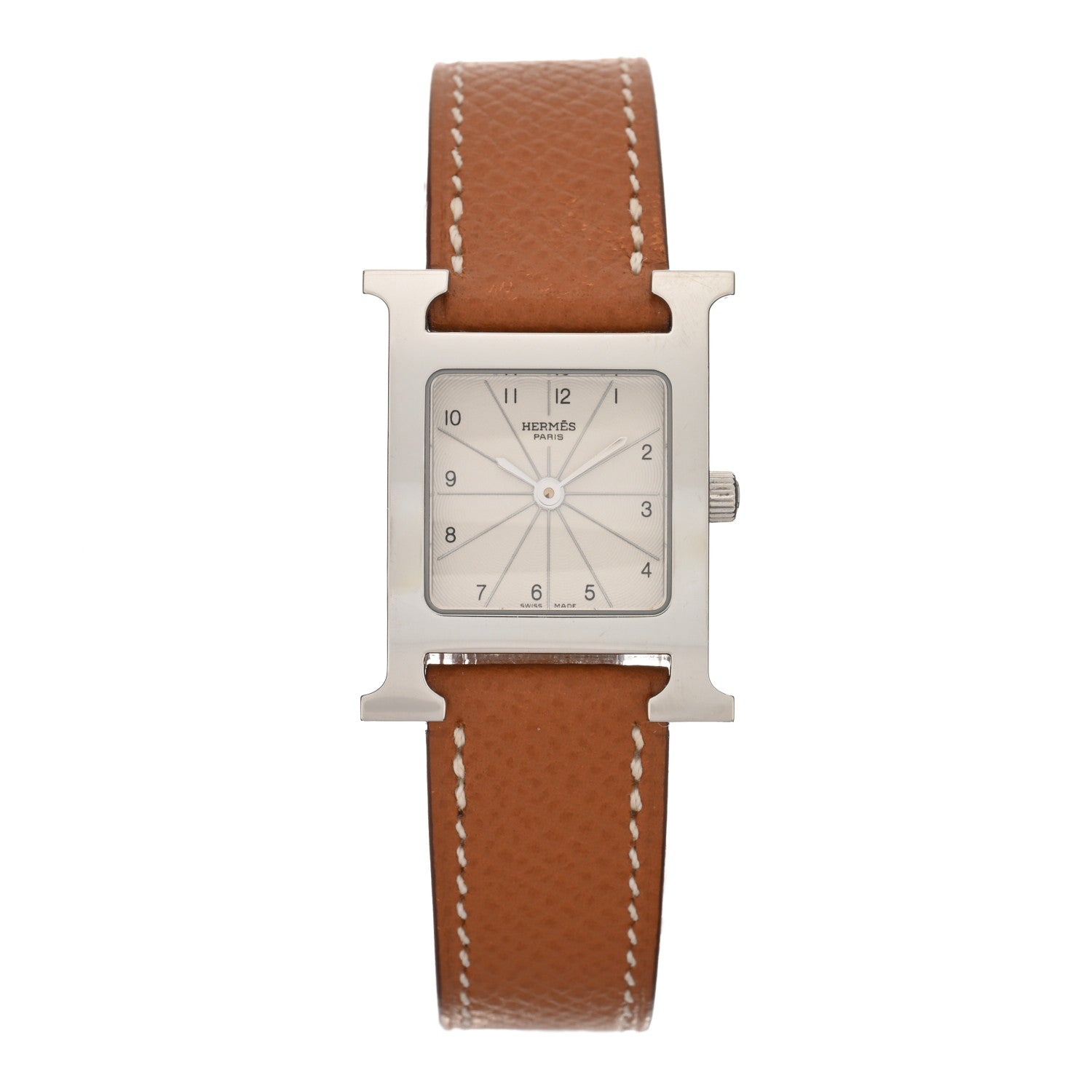 Hermes Stainless Steel Epsom 21mm Heure H Hour Quartz Watch Gold 1 of 5