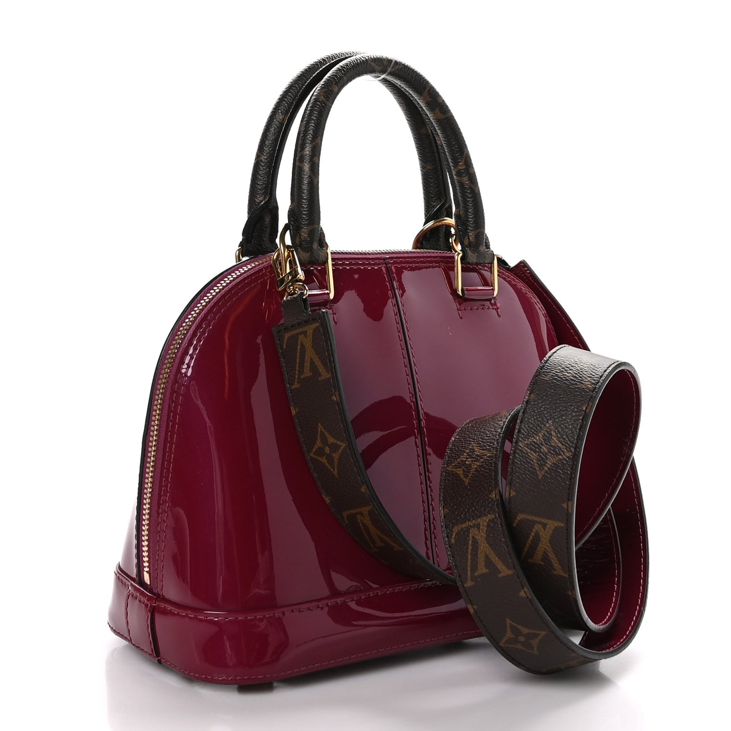 LOUIS VUITTON Patent Monogram Alma BB Magenta