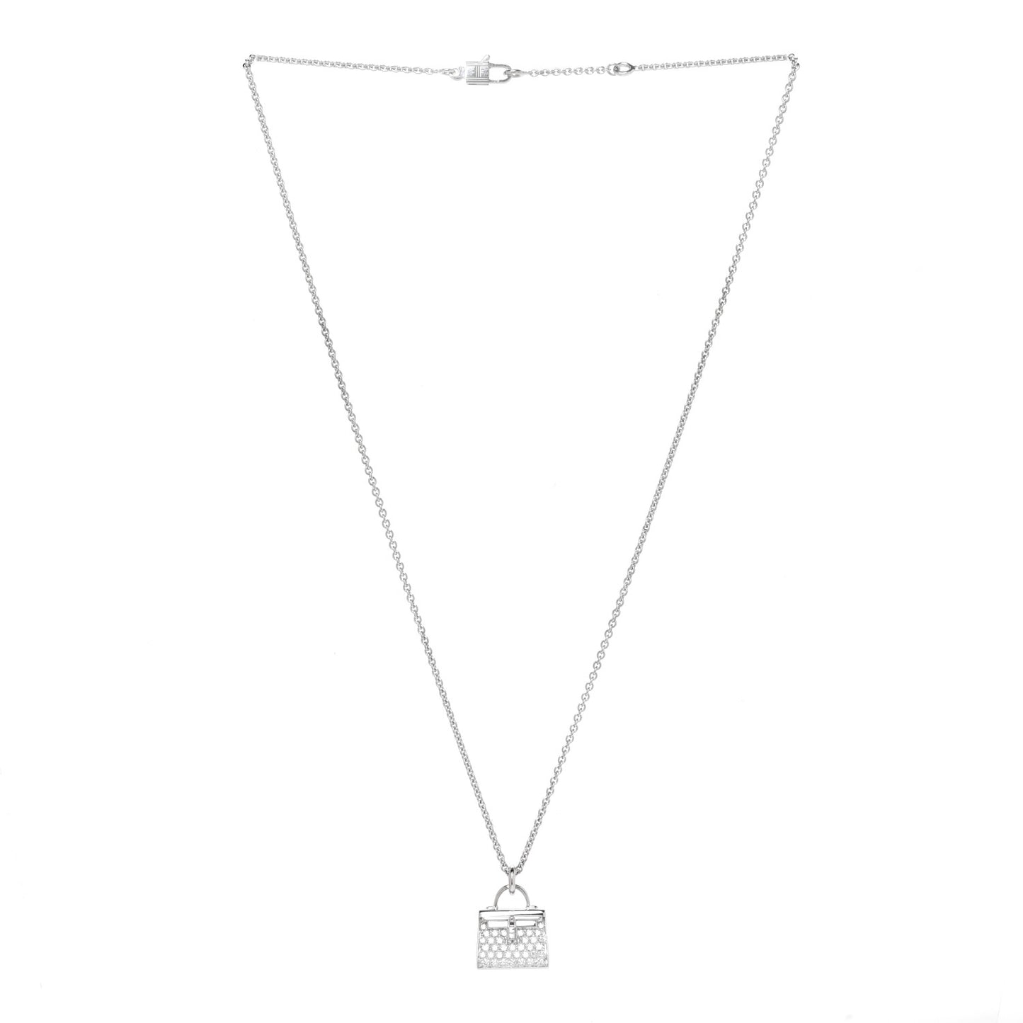 18K White Gold Diamond Kelly Amulettes Pendant Necklace