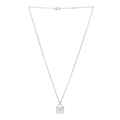 Hermes 18K White Gold Diamond Kelly Amulettes Pendant Necklace 3 of 6