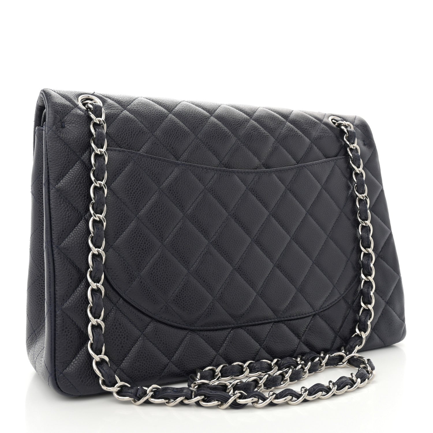 Chanel Caviar Quilted Maxi Double Flap Navy Blue 3 of 10