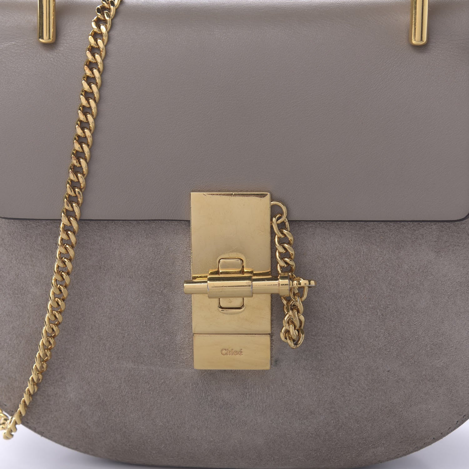 Chloe Suede Smooth Calfskin Mini Drew Shoulder Bag Motty Grey 8 of 9