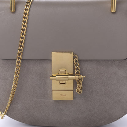 Chloe Suede Smooth Calfskin Mini Drew Shoulder Bag Motty Grey 8 of 9