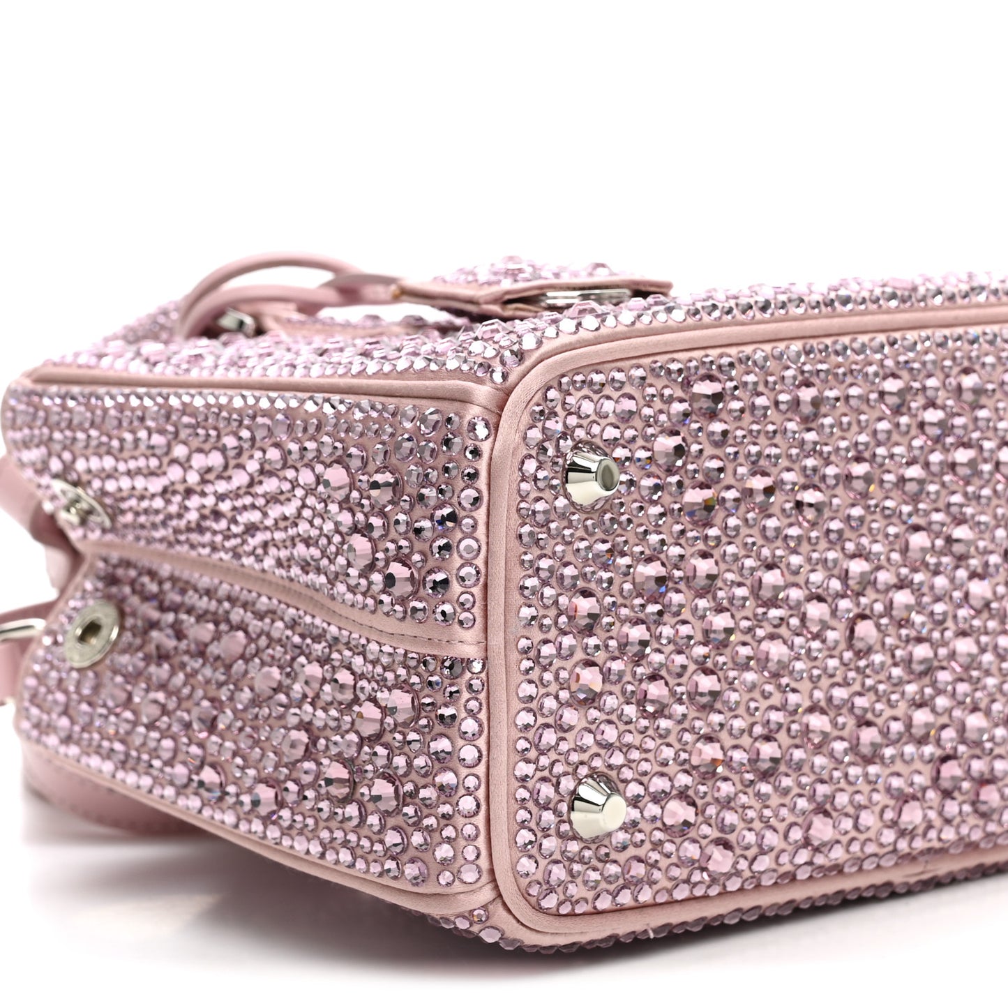 Satin Crystal Mini Galleria Double Zip Tote Alabastro