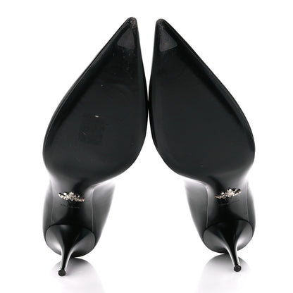Prada Spazzolato Metal Triangle Logo Pointed Toe 85mm Pumps 39 Black 5 of 8