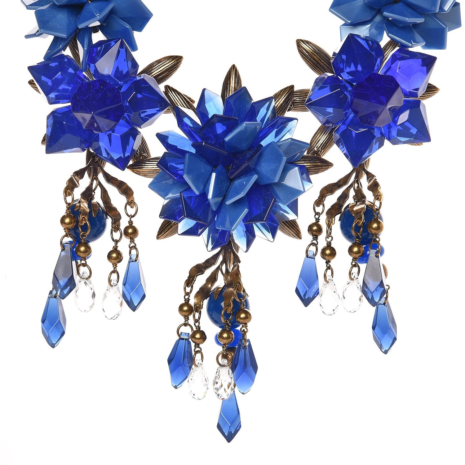 Gucci Crystal Resin Strass Flower Motif Necklace Blue 1 of 4