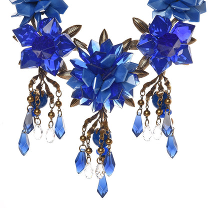 Gucci Crystal Resin Strass Flower Motif Necklace Blue 1 of 4