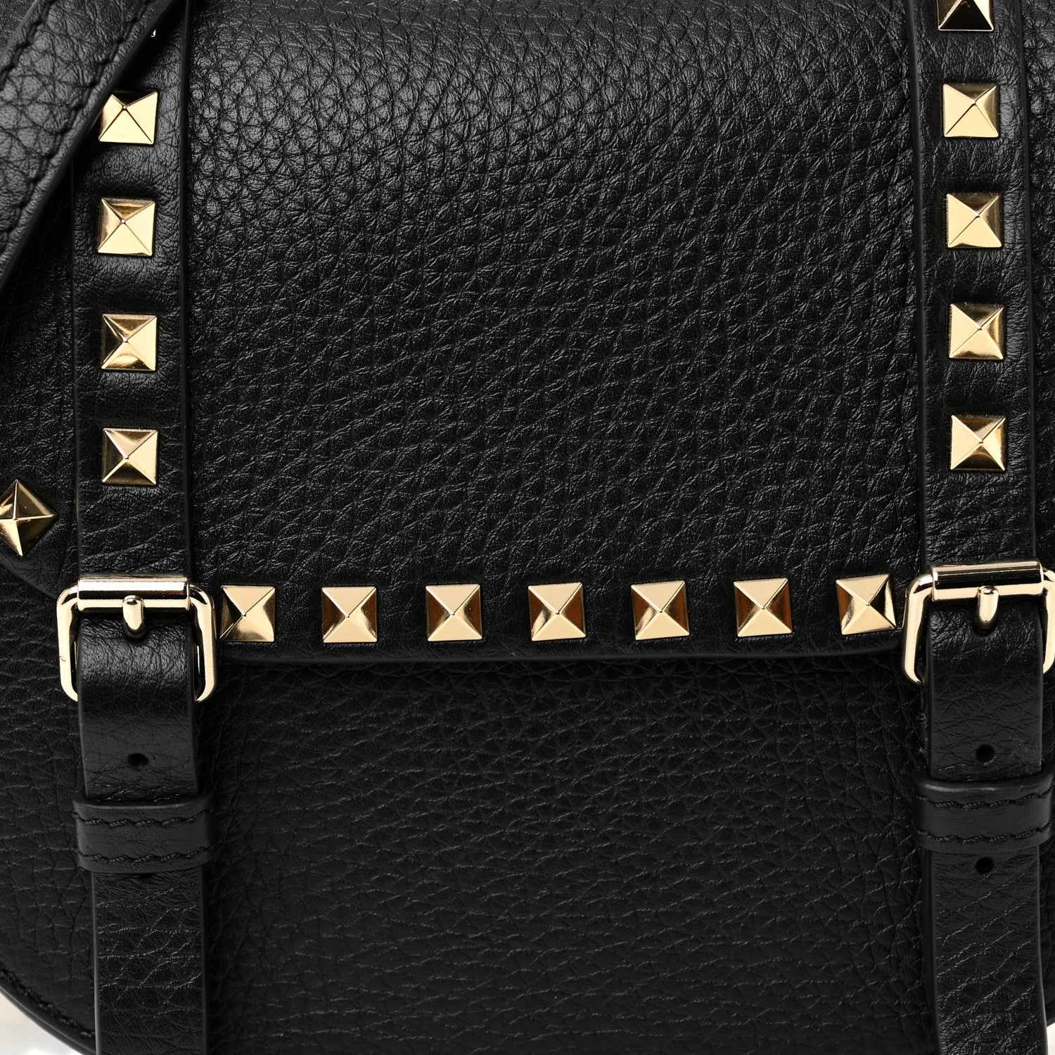 Valentino Garavani Grained Calfskin Rockstud Flap Messenger Black 7 of 9