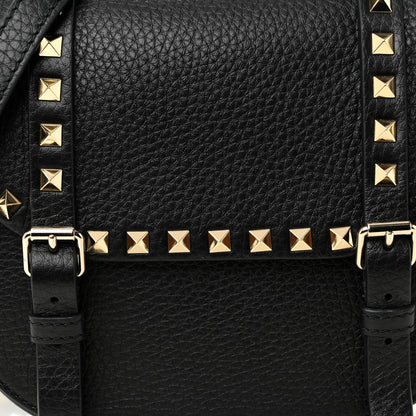 Valentino Garavani Grained Calfskin Rockstud Flap Messenger Black 7 of 9