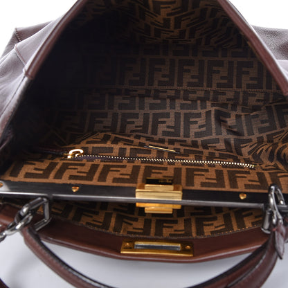 Fendi Vitello Zucca Large Peekaboo Iconic Satchel Marrone Tobacco 8 of 12