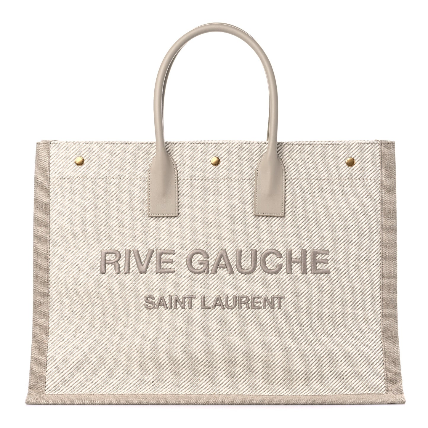Linen Calfskin Rive Gauche Tote Beige Sea Salt