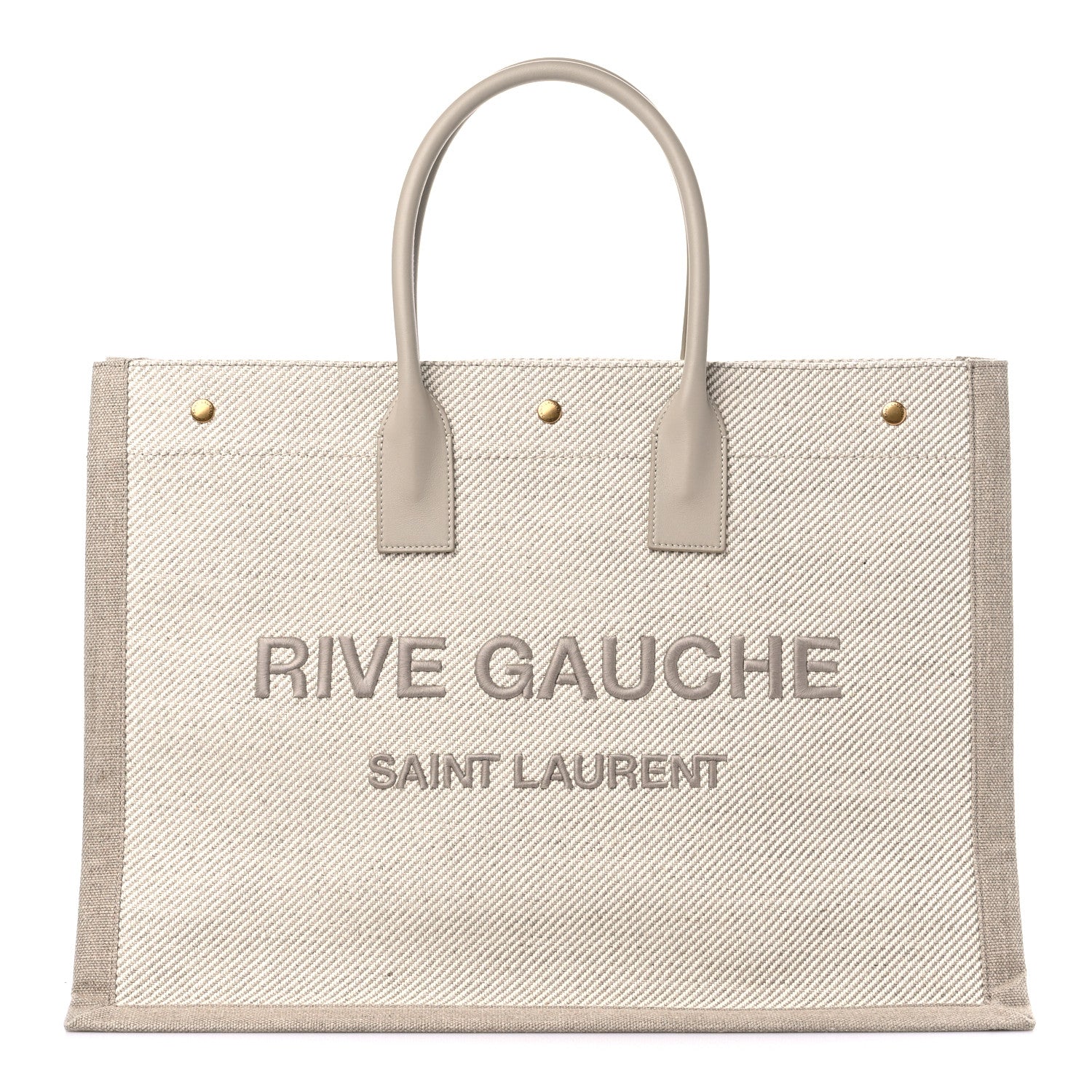 Saint Laurent Linen Calfskin Rive Gauche Tote Beige Sea Salt 1 of 9