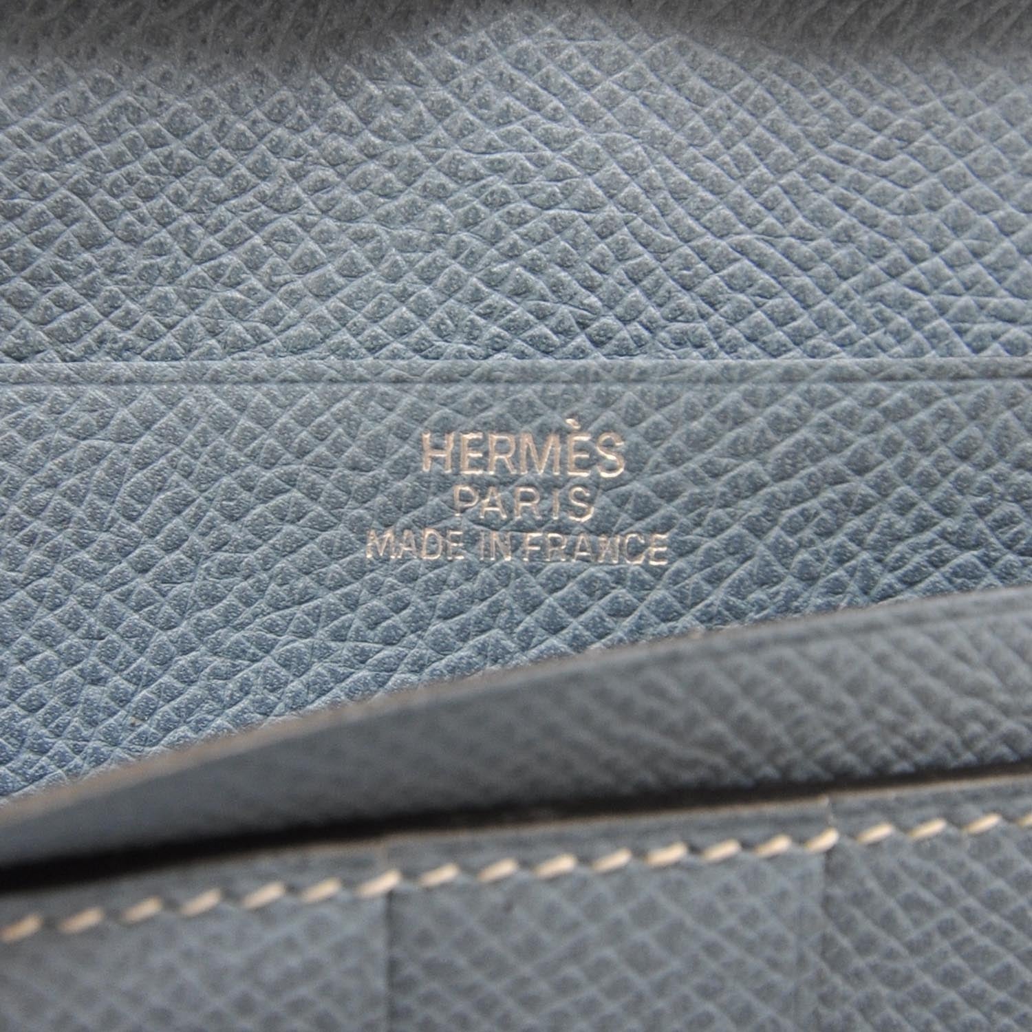 Hermes Veau Epsom Bearn Wallet Blue Jean 7 of 9