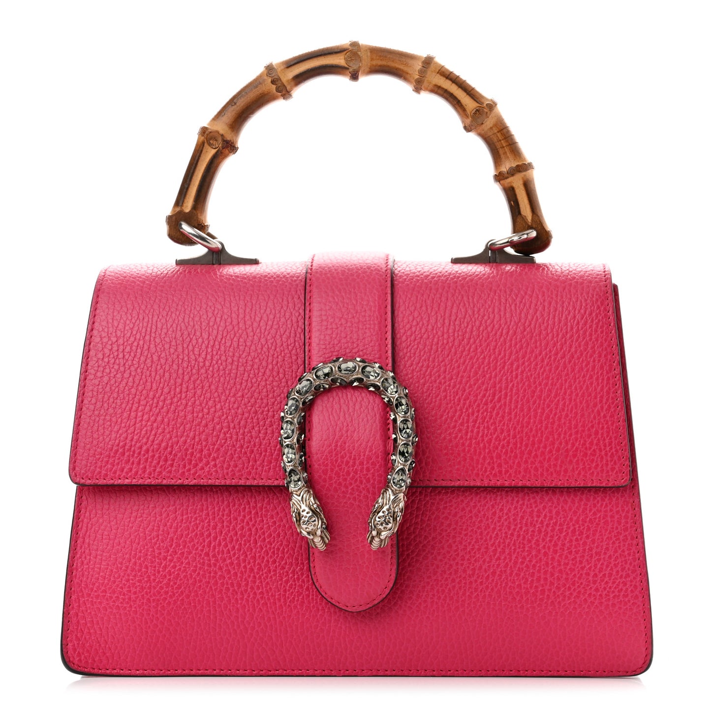 Dollar Calfskin Crystal Web Medium Dionysus Bamboo Top Handle Bag Box Pink Black Diamond