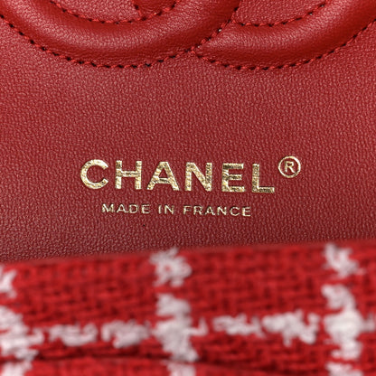 Chanel Tweed Quilted Medium Double Flap Red White 6 of 11