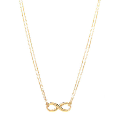 Tiffany 18K Yellow Gold Infinity Double Chain Pendant Necklace 1 of 6