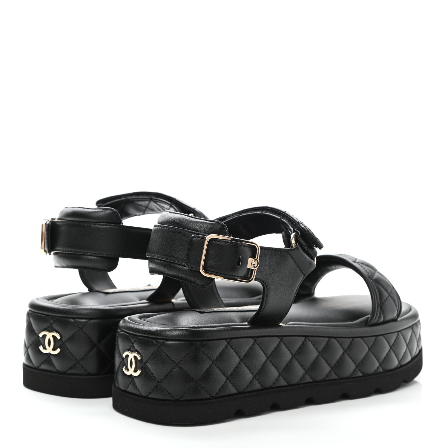 Chanel Lambskin Quilted Platform Sandals 36.5 Black 4 of 9