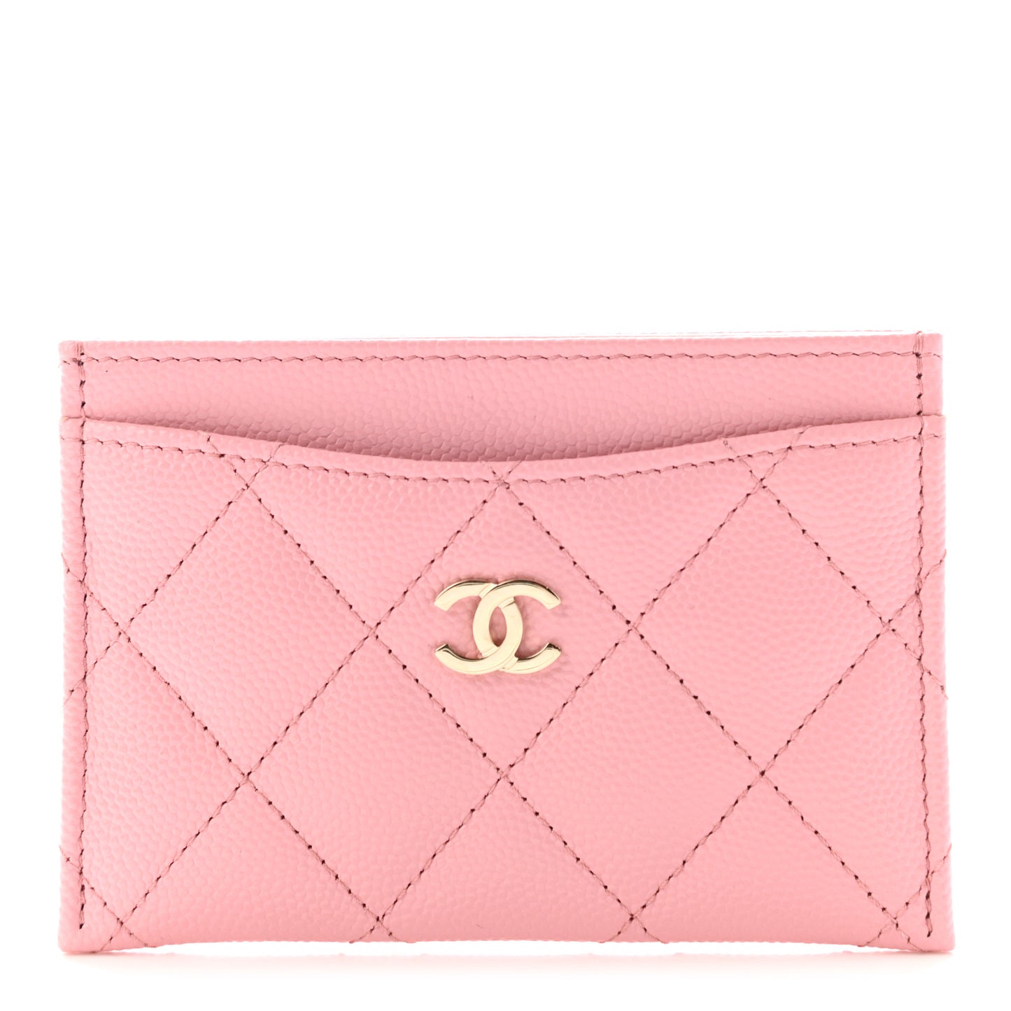 Caviar Quilted Card Holder Pink