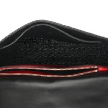 Prada Soft Calfskin Impunture Diagramme Large Chain Flap Shoulder Bag Black 5 of 10