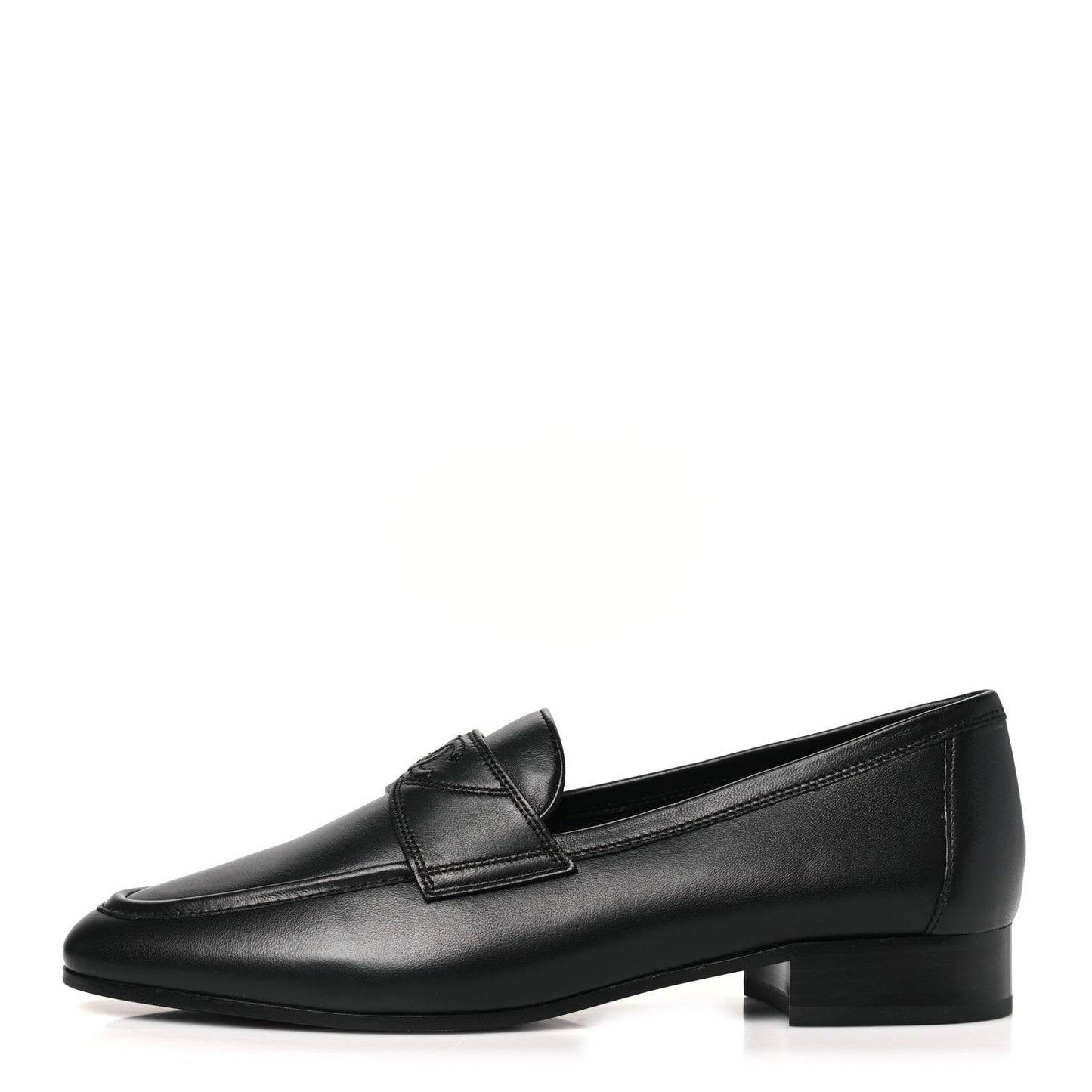 Calfskin Womens Stitched CC Loafers 39 Black