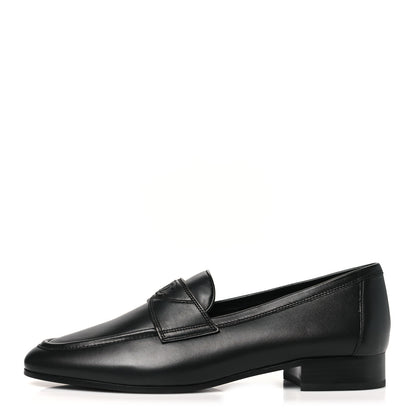 Chanel Calfskin Womens Stitched CC Loafers 39 Black 1 of 10