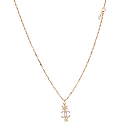 Chanel Crystal CC Flower Pendant Necklace Gold 1 of 5