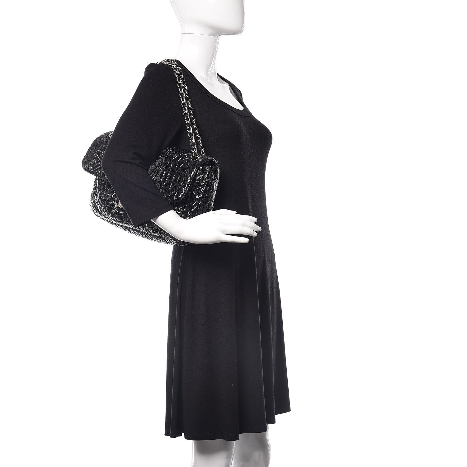 Chanel Vinyl Graphic Edge Flap Black 2 of 10