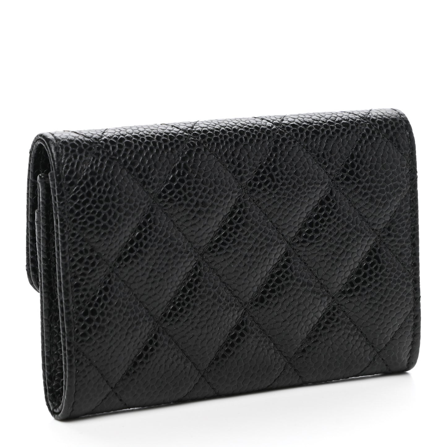 Caviar Quilted Flap Card Holder Black