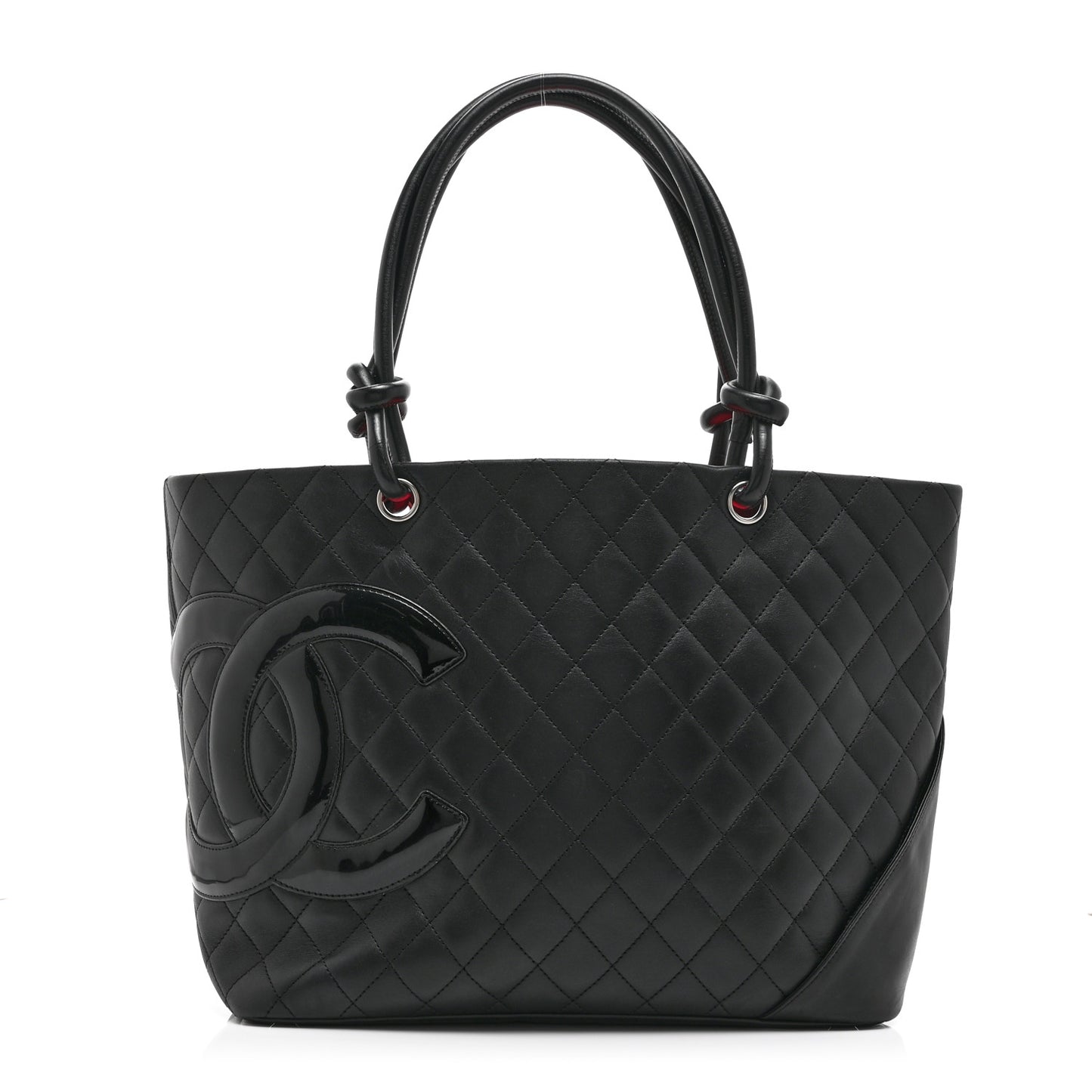 Calfskin Quilted Large Cambon Tote Black