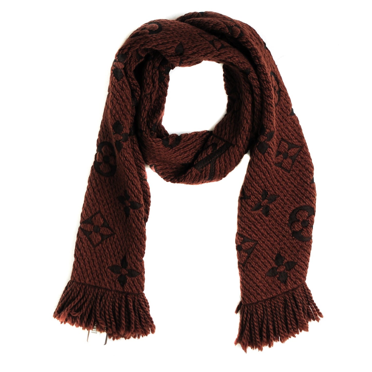 Wool Silk Logomania Scarf Marron