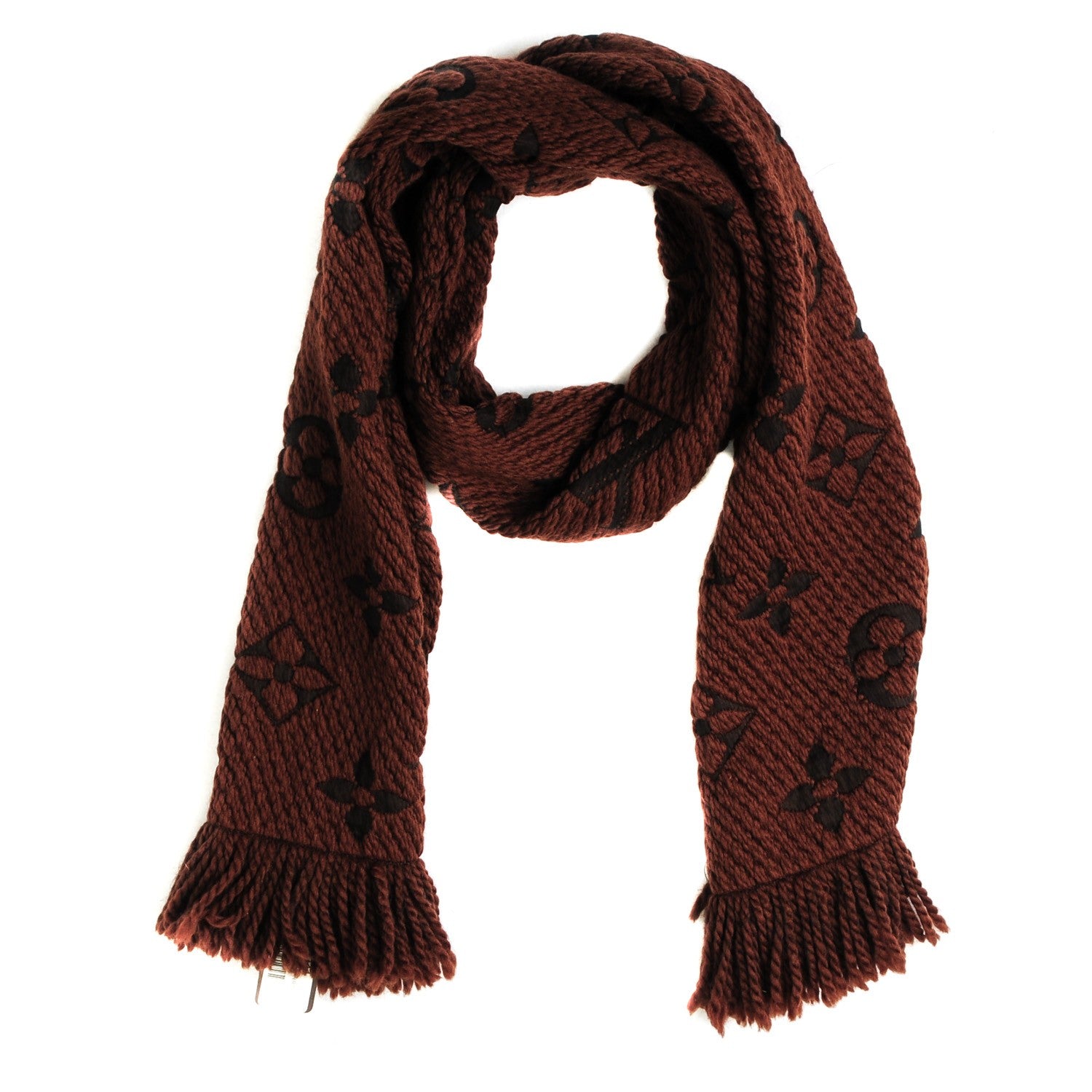 Louis Vuitton Wool Silk Logomania Scarf Marron 1 of 4