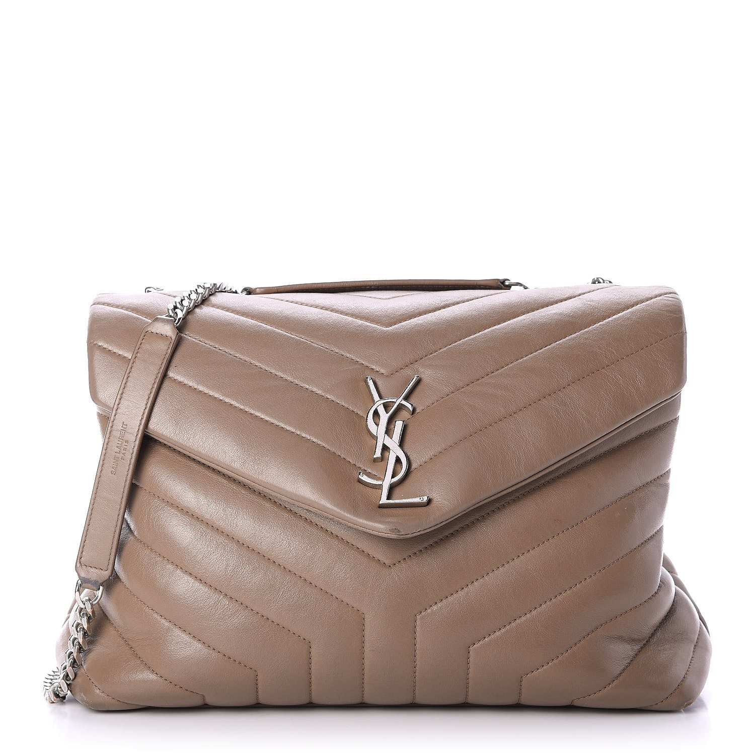 Saint Laurent Calfskin Y Quilted Medium Loulou Monogram Chain Satchel Light Brown 1 of 18