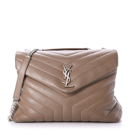 Saint Laurent Calfskin Y Quilted Medium Loulou Monogram Chain Satchel Light Brown 1 of 18