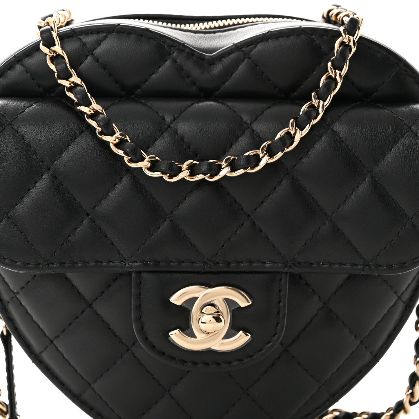 Lambskin Quilted CC In Love Heart Bag Black