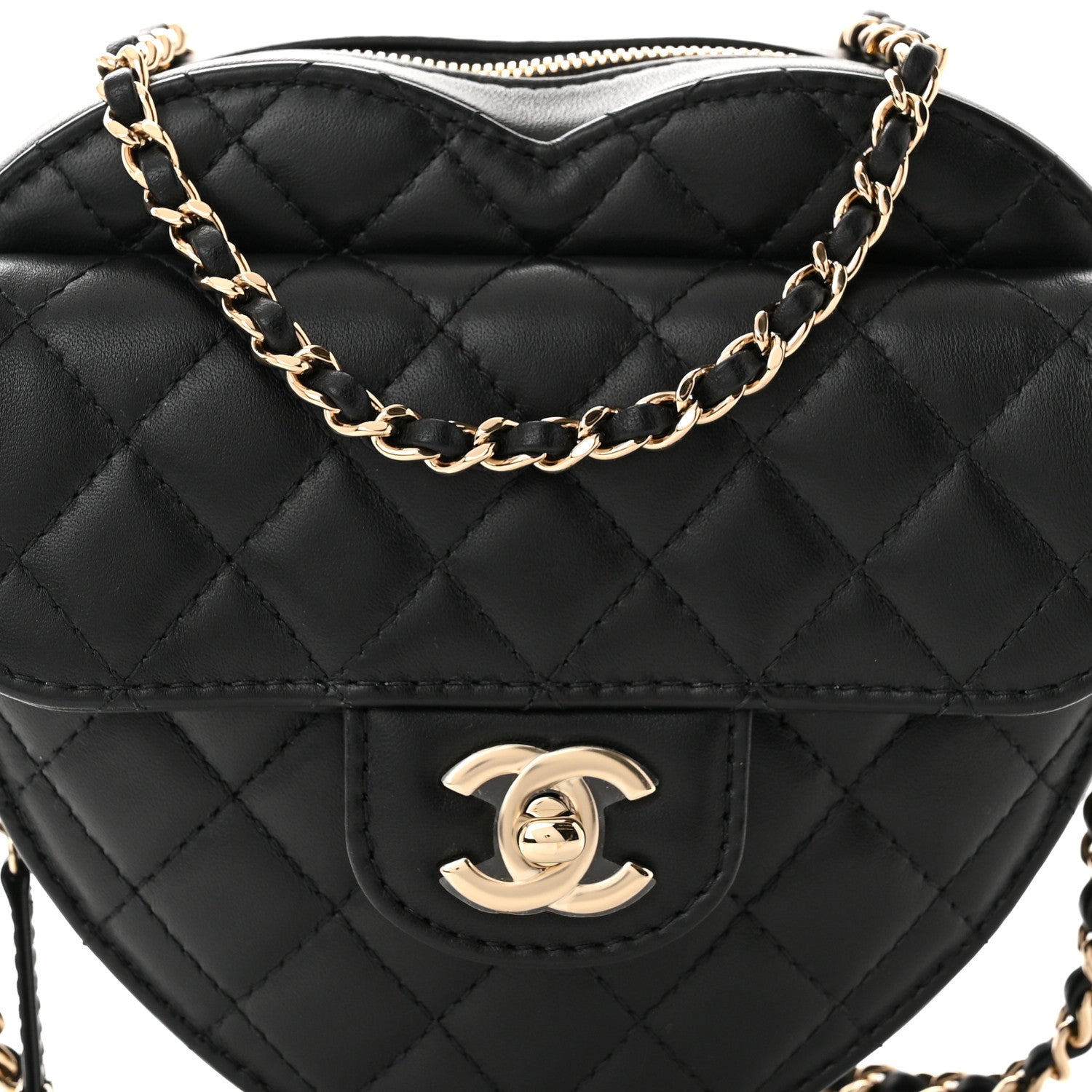 Chanel Lambskin Quilted CC In Love Heart Bag Black 8 of 10