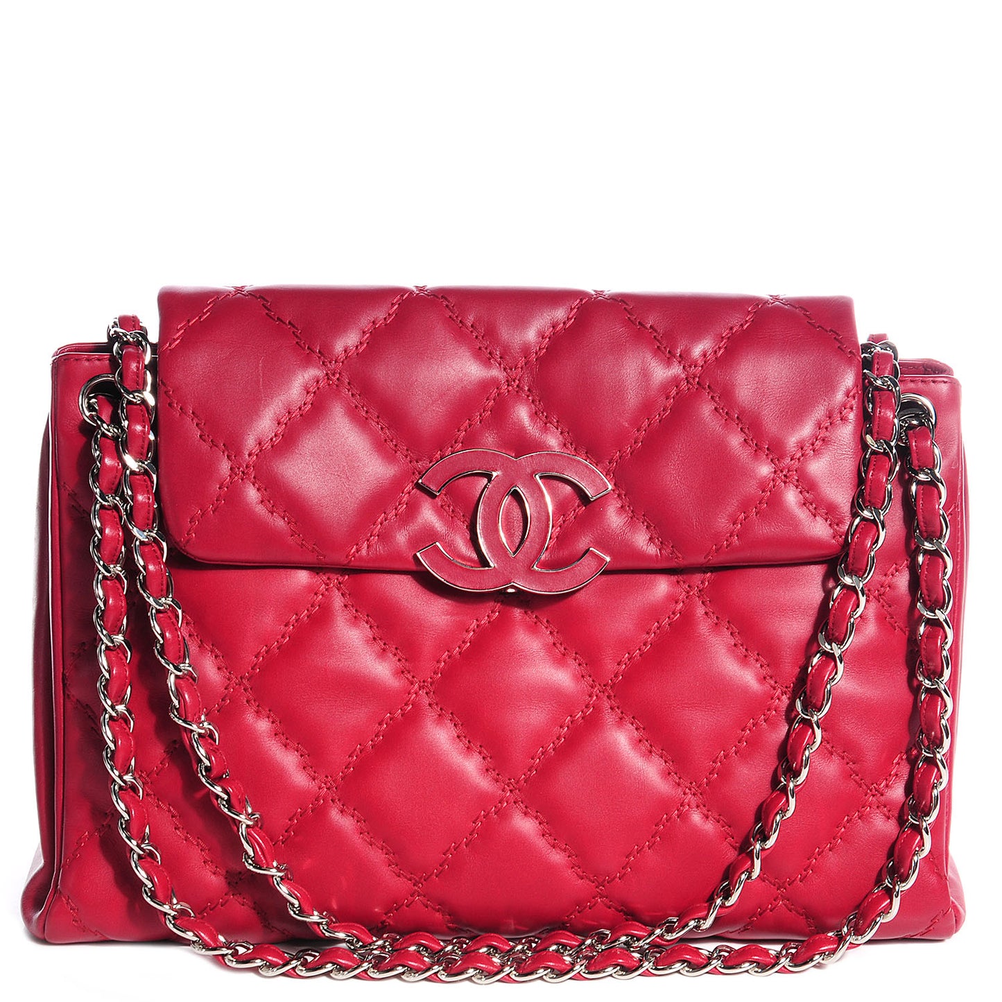 Calfskin Large Hamptons Flap Bag Red