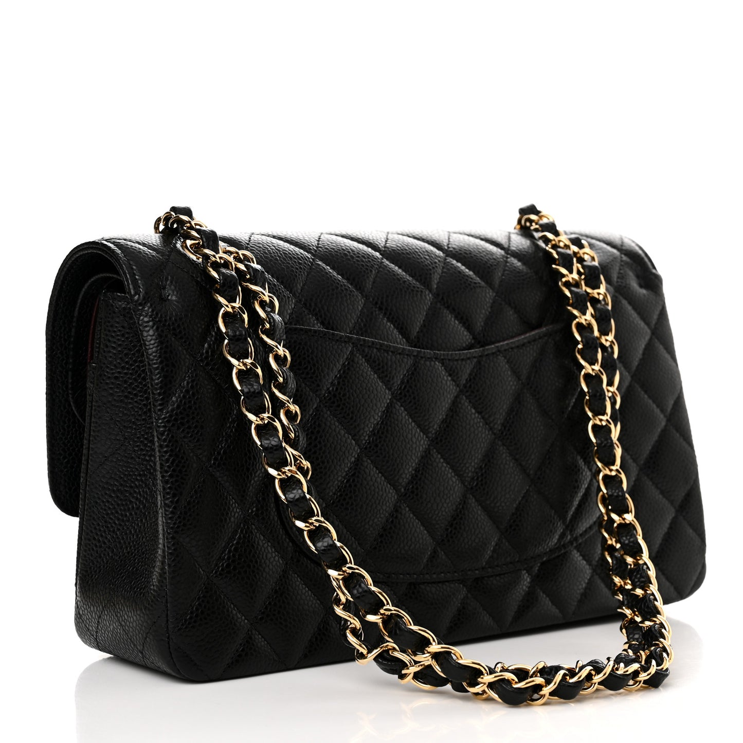 Caviar Quilted Medium Double Flap Black