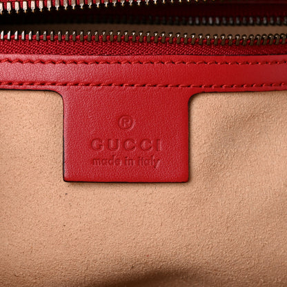 Gucci Calfskin Matelasse Sylvie Web Small GG Marmont Top Handle Shoulder Bag Hibiscus Red 6 of 13