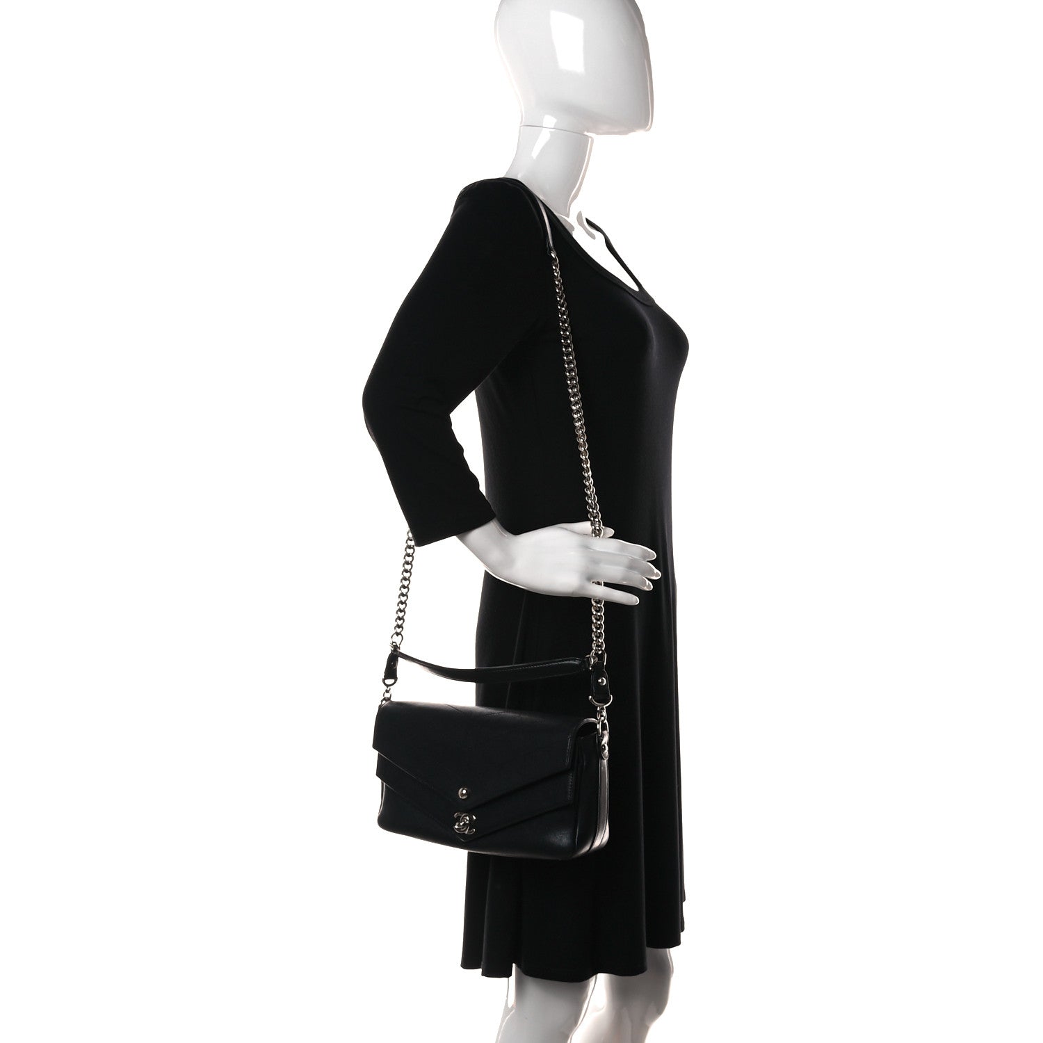Chanel Sheepskin Chevron Quilted Mini Double Chevron Flap Black 2 of 17