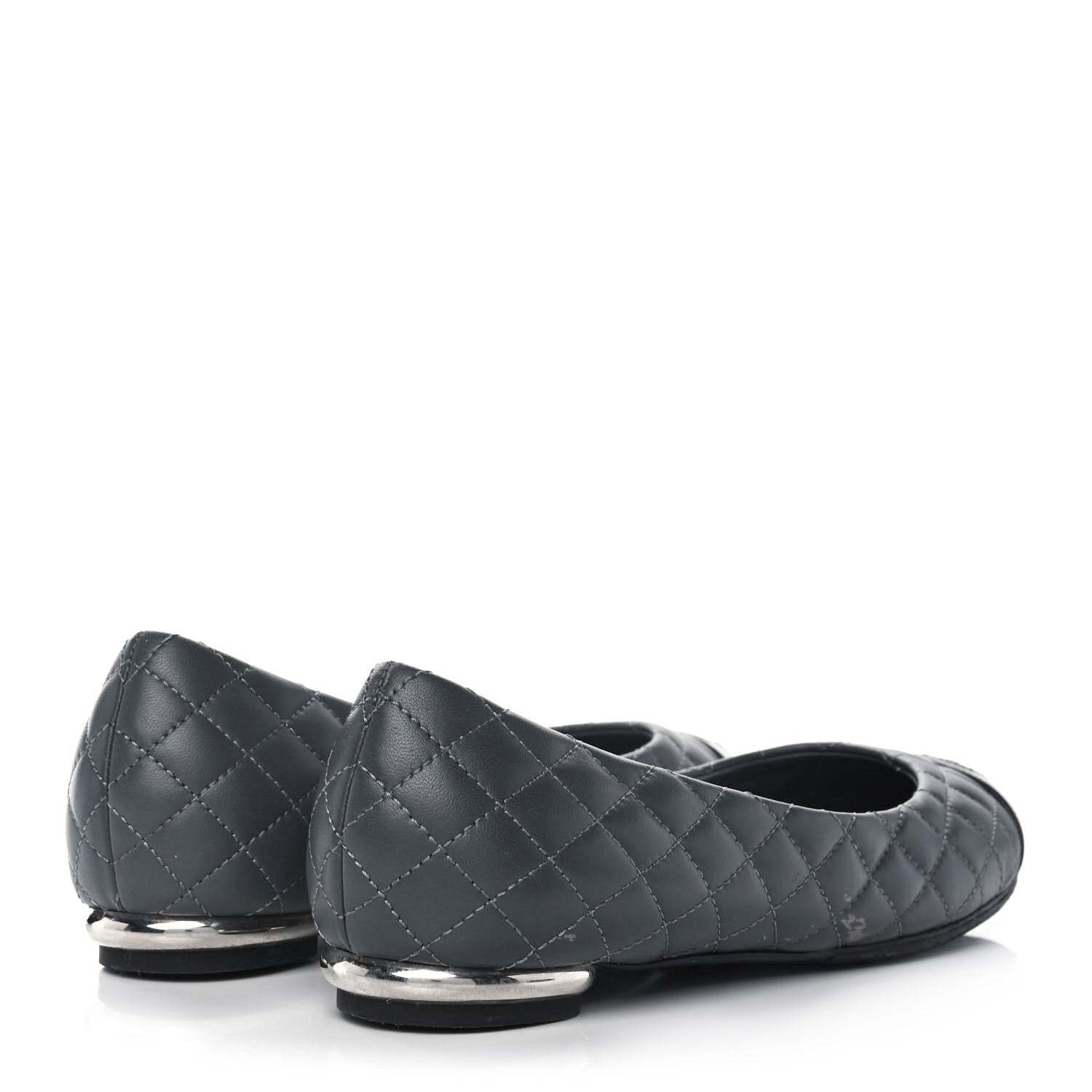 Chanel Lambskin Quilted Cap Toe Ballerina Flats 36.5 Charcoal Black 4 of 10