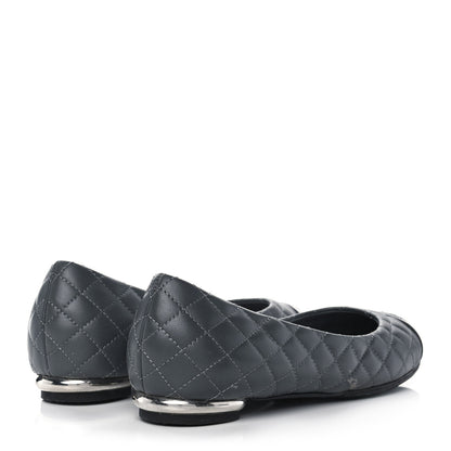 Chanel Lambskin Quilted Cap Toe Ballerina Flats 36.5 Charcoal Black 4 of 10